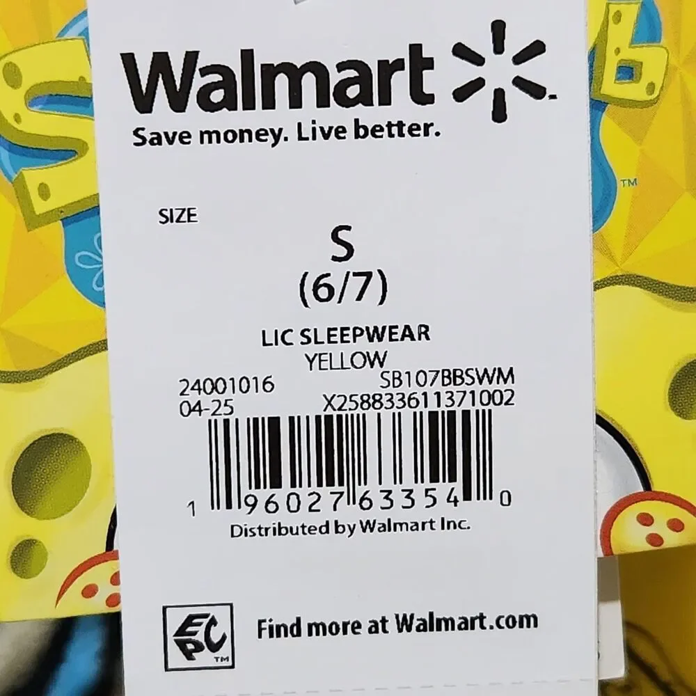 Spongebob Pajama Boys Size Small 6-7 Hooded Full Zip
